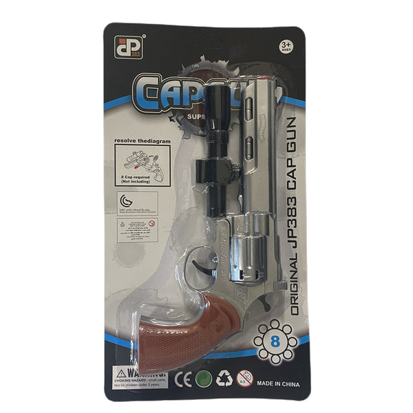 Large Plastic 8 shots toy cap gun with 144 free caps 3 colors - NuSea