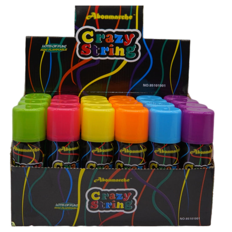 24 cans Crazy string with display box Silly string silly spray streamer Bulk buy and big save - NuSea