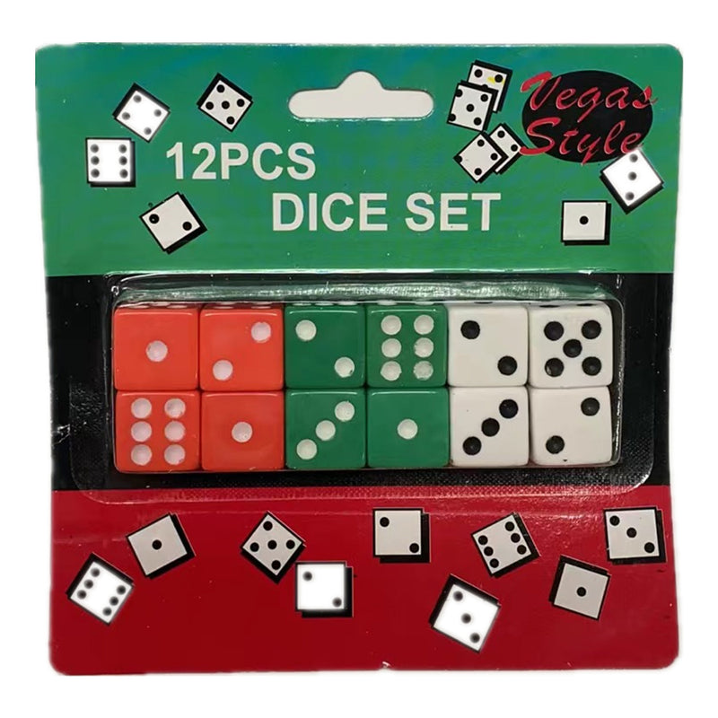 12 Lucky dices on card 3 mixed colours - NuSea