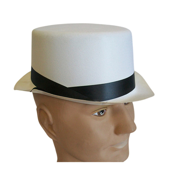 2x White flocked trilby hat - NuSea