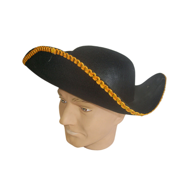 Tri shaped pirates hat with gold trim - NuSea