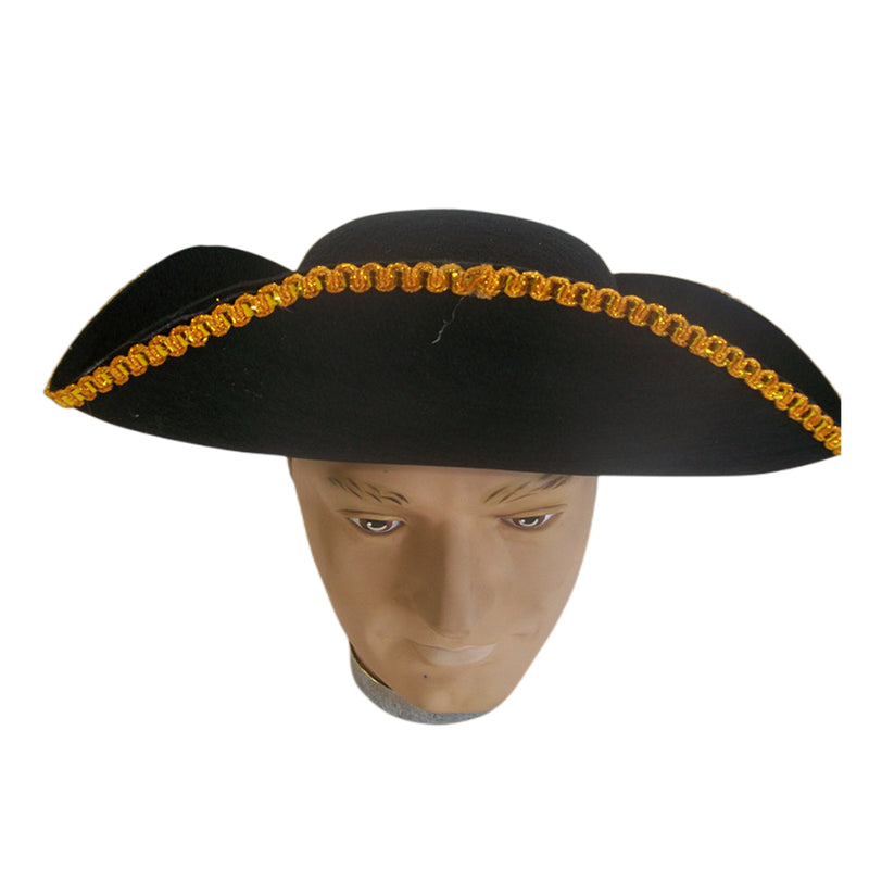 Tri shaped pirates hat with gold trim - NuSea