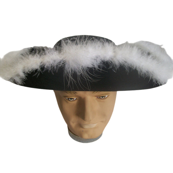 Tri shape pirates hat with white fluff - NuSea