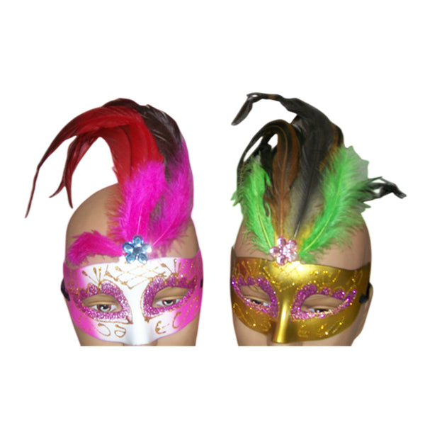 4 x Decorated masks with feathers - NuSea