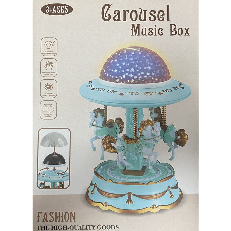 Blue Music Box Musical Carousel Horse LED Carousel Toy Child Birthday Xmas Gift - NuSea