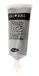 2x FACE PAINT IN TUBE 15ML-SILVER - NuSea